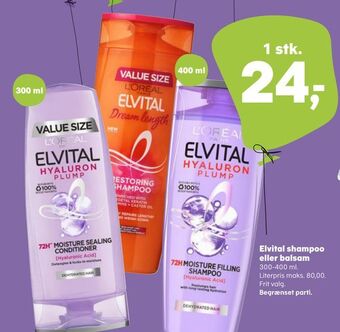 Kvickly Elvital shampoo eller balsam tilbud