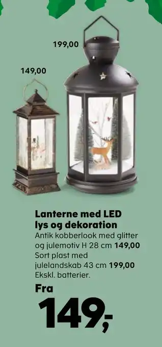 Kvickly Lanterne med led lys og dekoration tilbud
