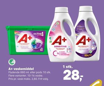 Kvickly A+ vaskemiddel tilbud