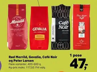 SuperBrugsen Rød merrild, gevalia, café noir og peter larsen tilbud
