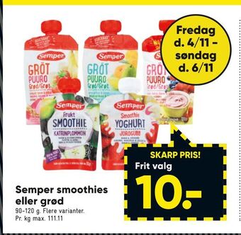 Bilka Semper smoothies eller grød tilbud