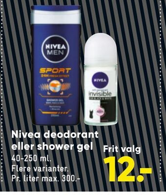 Bilka Nivea deodorant eller shower gel tilbud