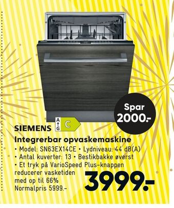 Integrerbar opvaskemaskine