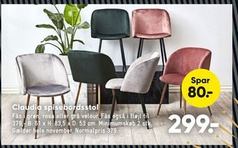 Bilka Claudia spisebordsstol tilbud