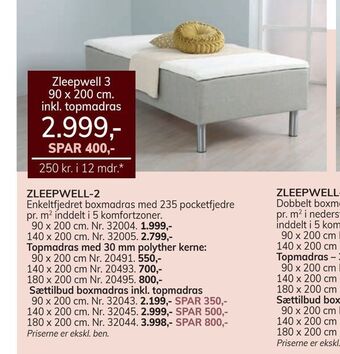 Daells Bolighus Zleepwell 3 90 x 200 cm. inkl. topmadras tilbud