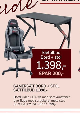 Daells Bolighus Gamersæt bord + stol sættilbud tilbud