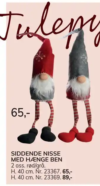 Daells Bolighus Siddende nisse med hænge ben tilbud