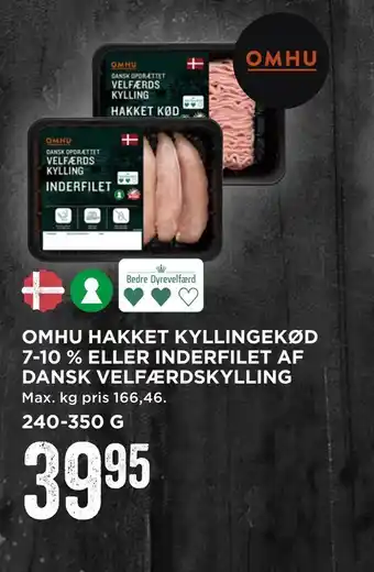 MENY Omhu hakket kyllingekød 7-10 % eller inderfilet af dansk velfærdskylling tilbud