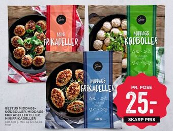 MENY Gestus middags­ kødboller, middags­frikadeller eller minifrikadeller tilbud