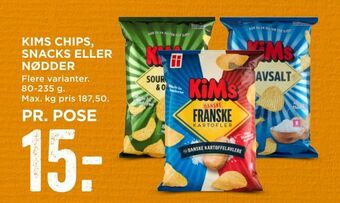MENY Kims chips, snacks eller nødder tilbud