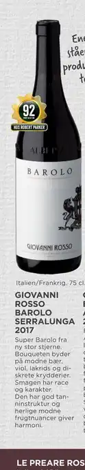MENY Giovanni rosso barolo serralunga tilbud