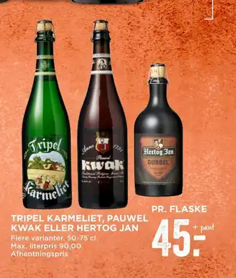 MENY Tripel karmeliet, pauwel kwak eller hertog jan tilbud