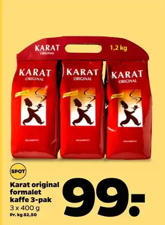 Netto Karat original formalet kaffe 3-pak tilbud