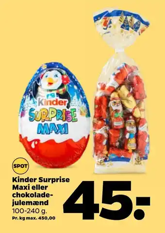 Netto Kinder surprise maxi eller chokolade julemænd tilbud