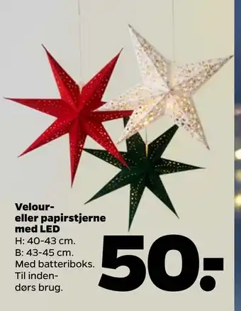Netto Velour eller papirstjerne med led tilbud