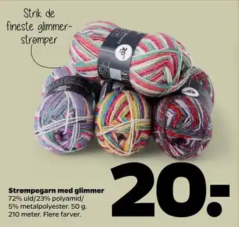 Netto Strømpegarn med glimmer tilbud