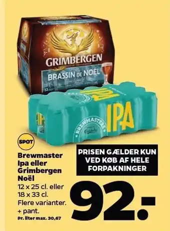 Netto Brewmaster ipa el. grimbergen noël tilbud