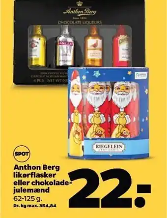 Netto Anthon berg likørflasker el. chokoladejulemænd tilbud