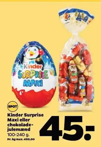Netto Kinder surprise maxi el. chokoladejulemænd tilbud