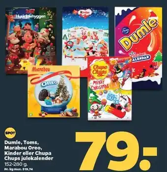 Netto Dumle, toms, marabou oreo, kinder el. cupa chups julekalender tilbud