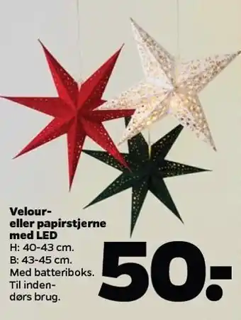 Netto Velour- el. papirstjerne m. led tilbud