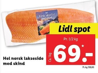 Lidl Hel norsk lakseside m. skind tilbud