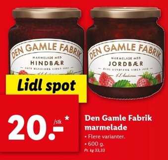 Lidl Den Gamle Fabrik Marmelade 600g tilbud