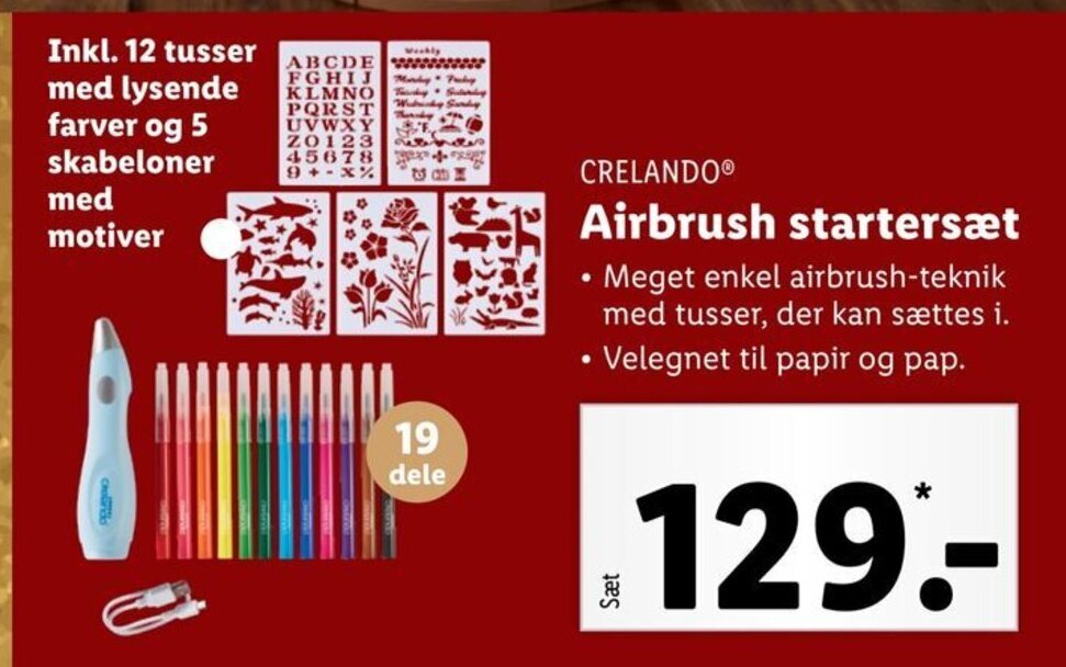 Crelando Airbrush Startersæt tilbud hos Lidl