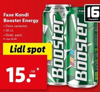 Lidl Faxe Kondi Booster Energy 50cl tilbud