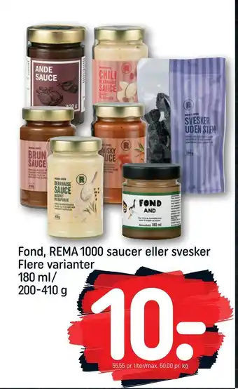 Fond, rema 1000 saucer eller svesker