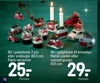 Bil i polystone til kronelys metal julebil eller campingvogn