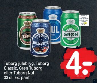 Tuborg julebryg, tuborg classic, grøn tuborg eller tuborg nul