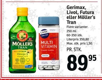 SPAR Gerimax, livol, futura eller möller's tran tilbud