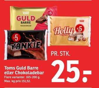 SPAR Toms guld barre eller chokoladebar tilbud