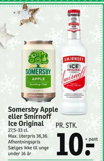 SPAR Somersby apple eller smirnoff ice original tilbud