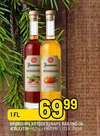Brøndums kryddersnaps rab/ing og æble/tim