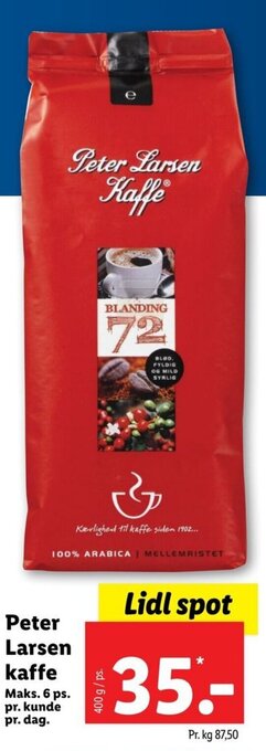 Lidl Peter Larsen Kaffe tilbud