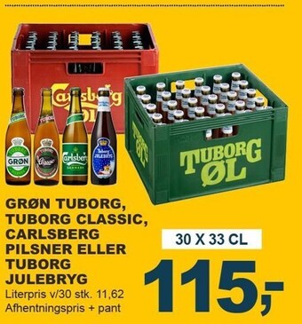 Let-Køb Grøn tuborg, tuborg classic, carlsberg pilsner el. tuborg julebryg tilbud