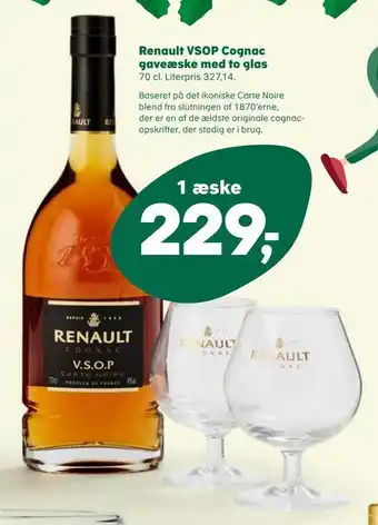 SuperBrugsen Renault vsop cognac gaveæske med to glas tilbud