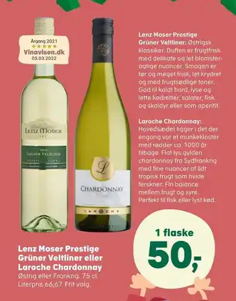 SuperBrugsen Lenz moser prestige grüner veltliner eller laroche chardonnay tilbud