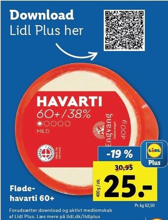 Lidl Flødehavarti 60+ tilbud