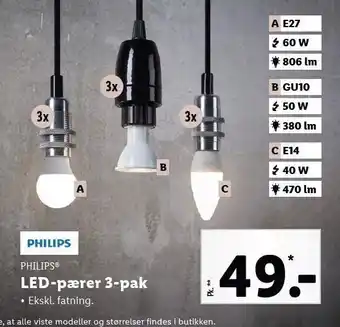 Lidl Led-pærer 3-pk tilbud