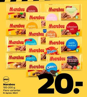 Netto Marabou chokoladeplade helnöt tilbud