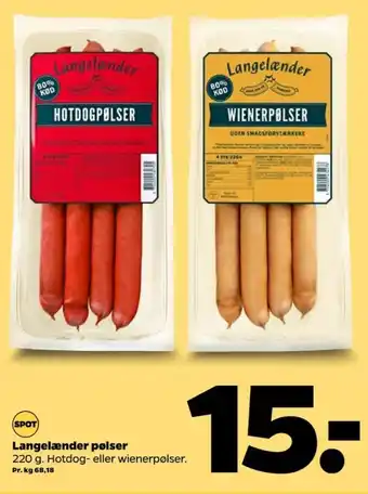 Netto Langelænder hotdogpølser tilbud