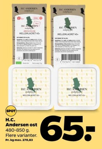 Netto Hc andersen skiveost mellemlagret 45+ tilbud
