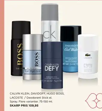 Calvin klein, davidoff, hugo boss, lacoste / deodorant stick el. spray
