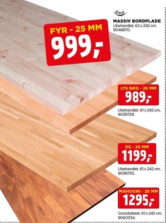 jem & fix Massiv Bordplade tilbud