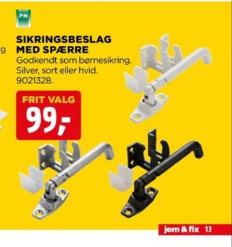 jem & fix Pn beslag sikringsbeslag tilbud