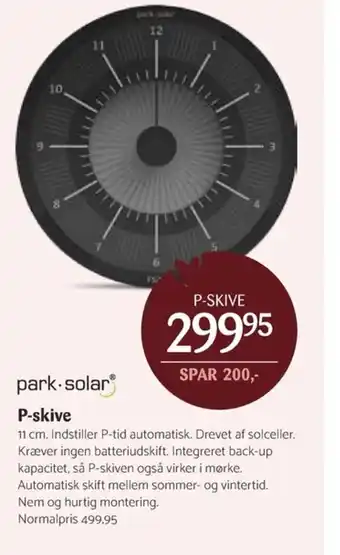 Kop & Kande Park Solar P-Skive 11cm tilbud