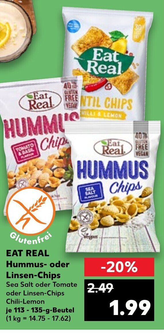 Eat Real Hummusoder LinsenChips tilbud hos Kaufland